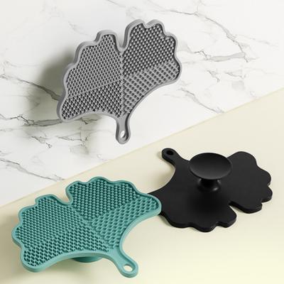 Silikon Make-up Pinsel Reinigungsmatte mit Saugnäpfen Rutschfest Tragbar Reise Ginkgoblattform Kosmetikpinsel Werkzeuge Reinigungspad