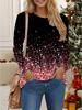 Tops for Women 3D Christmas Print Round Neck Long Sleeve T-shirt Fall Casual Slim Pullover Women's Long Sleeve Top