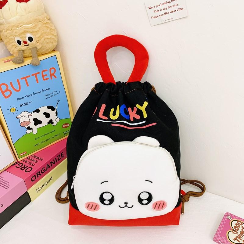 New Labubu Backpack Plush Pain Bag Cute Backpack Kapibala Canvas Bag Drawstring Bag