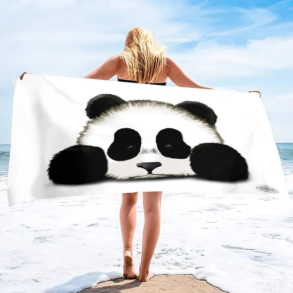Asciugamano da Spiaggia Oversize, Panda Cartone Animato Piscina Nuoto Viaggio Morbido Asciugamano Coperta all'Ingrosso per Donne Uomini Campeggio Crociera Copri Sdraio