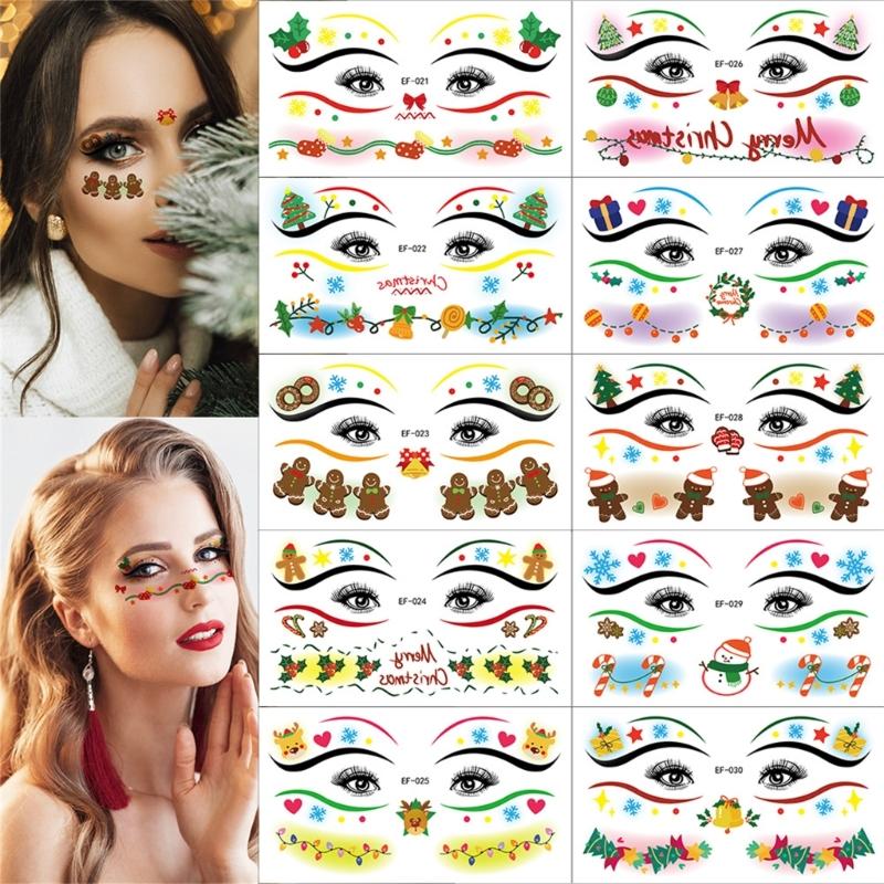 30 Efficient Skin Safe Face Decal for Christmas Parties Makeup Eye Cheek Art Temporary Body Sticker
