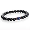 Volcanic Stone & Moonstone Men's Beaded Bracelet with Obsidian Accents