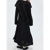Export H Home Stylish Fashion Long Sleeve Ruffles Special-Interest Design Hepburn Black Elegance Beautiful Casual Dress