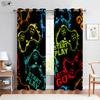 Cool Game Controller Printed Curtains Suitable For Children's Room Bedroom Game Room E-Sports Room Decorative Curtains 2 Pieces