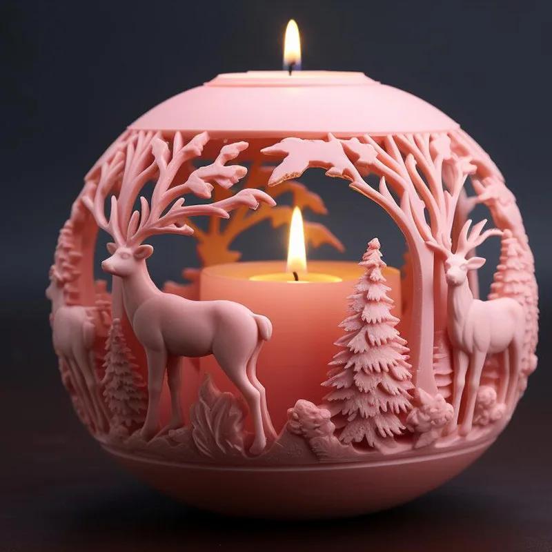 Christmas Ball Aromatherapy Candle Soap Mould Rose Flower Cake Decoration Scented Candle Mold Soap Mould Craft Baking Tools