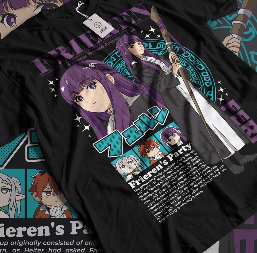 

Frieren T-Shirt Beyond Journey s End Fern Stark Sleeve Unisex Shirt All Size 4XL