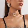 Luxusní vícevrstvý geometrický křišťálový choker a sada barevných náušnic