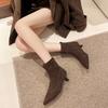 French Stretch Suede Pointed Toe Booties 2026 Fashionable New Thin and Versatile Autumn and Winter Women's Boots