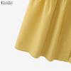 ZANZEA Women Casual Turn Down Collar Loose Sleeveless Dress