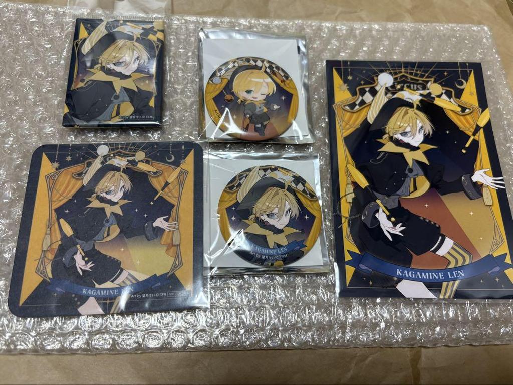 [USED] Kagamine Len Enjoy Osaka Coaster Bonus Postcard Can Badge Crux Kei Mochizuki