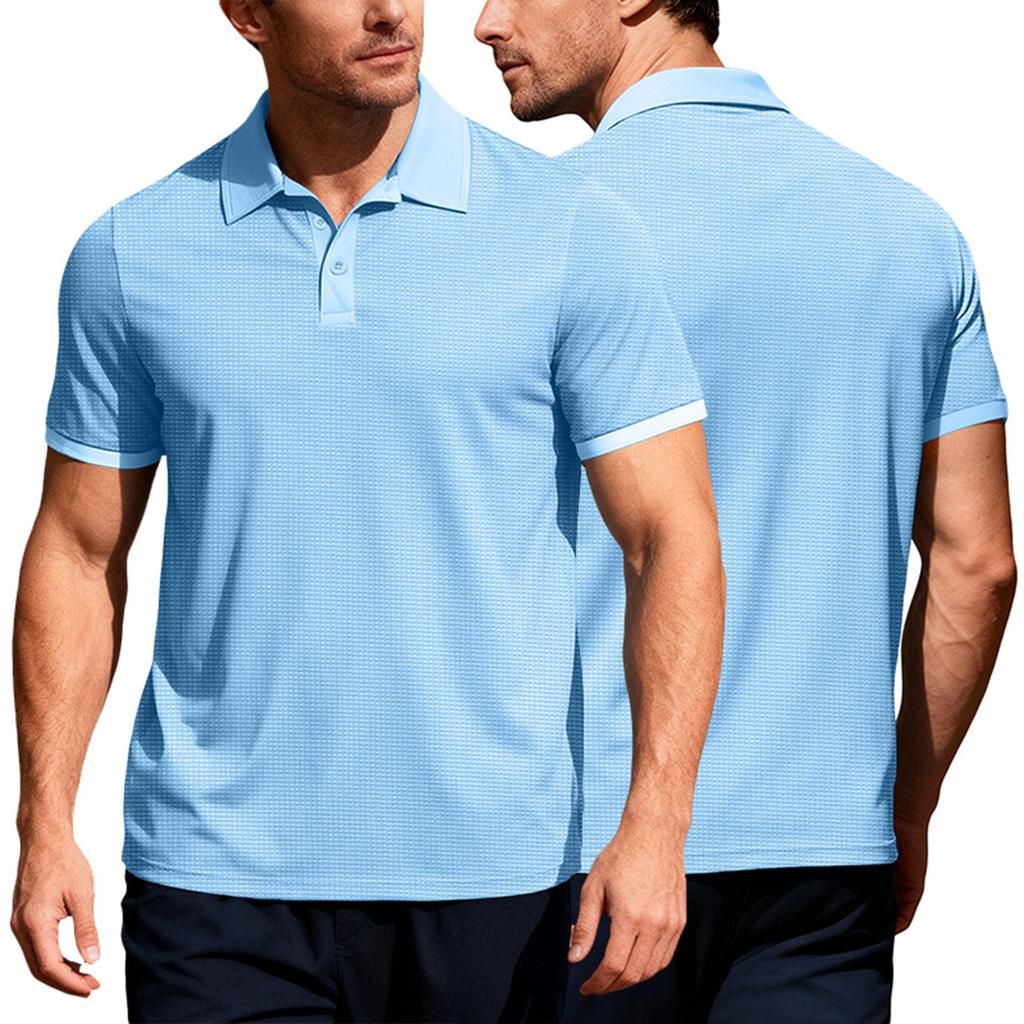 Men's Golf Shirt Casual Sports V Neck Ribbed Collar Short Sleeve Fashion Casual Solid Color Plain Spring & Summer Regular Fit