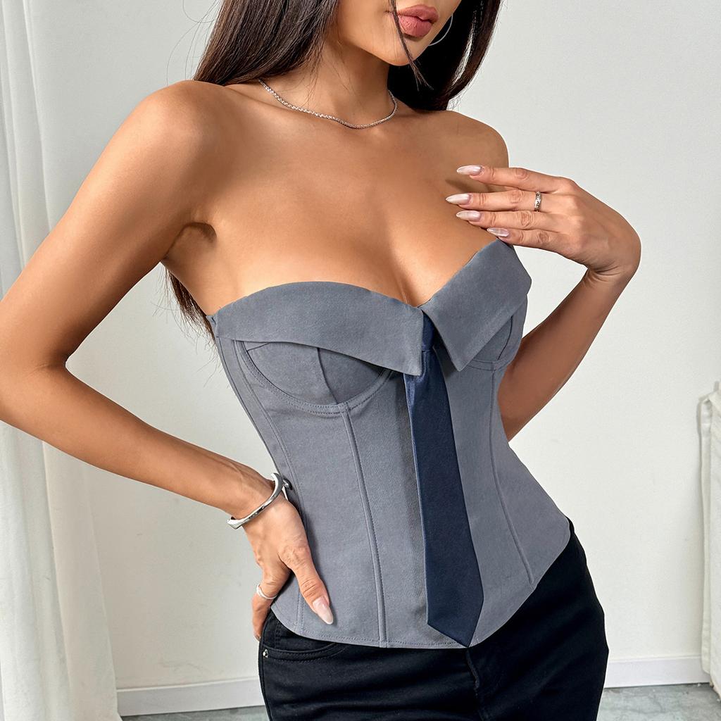 European And American Style Hot Girl Wrapped Chest Tie Pure Color Wrapped Chest Solid Color Vest