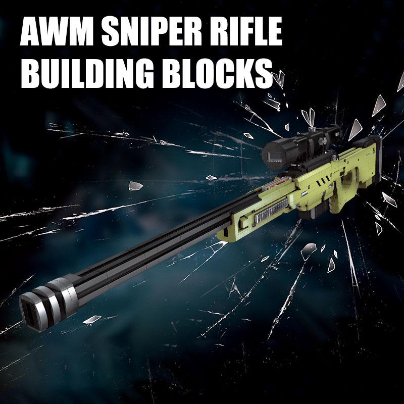 Military Series 2395pcs AWM Sniper Rifle Weapon Building Blocks MOC Modern Gun Bricks Toys For Children Boys Gifts
