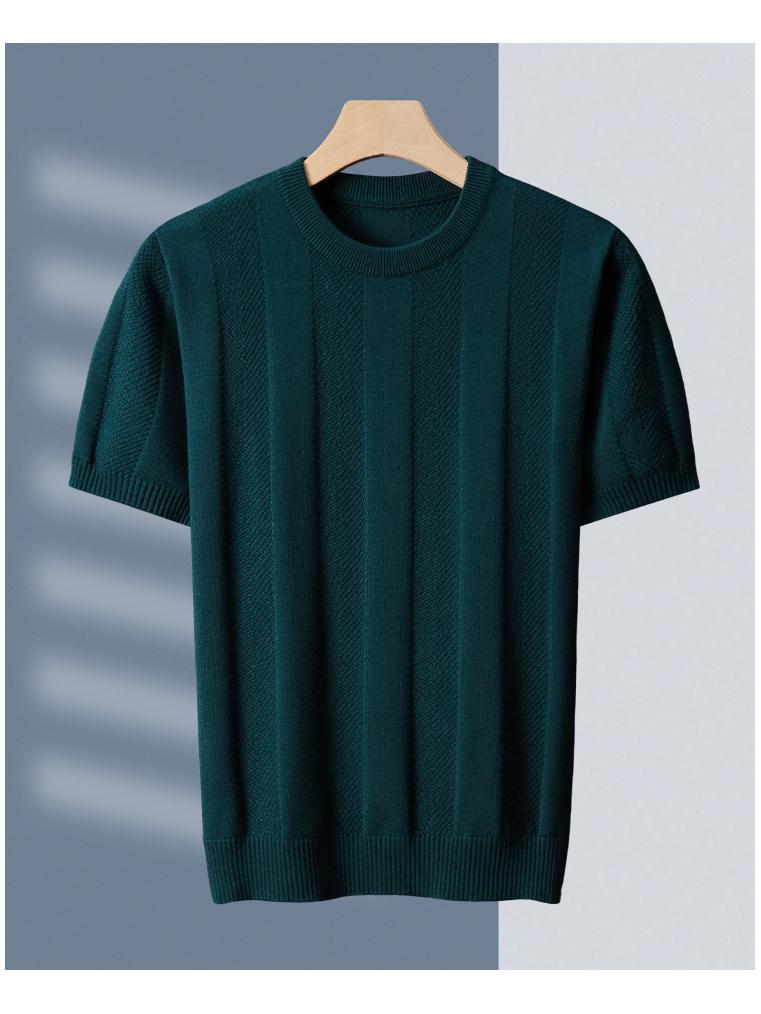 

Мужской трикотажный свитер премиум-класса с коротким рукавом из шерсти: Трендовое осенне-зимнее термобелье больших размеров. XL (87.5kg-95kg) зелёный