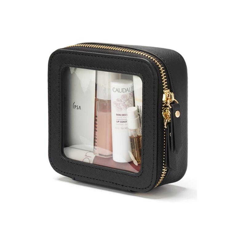 Fashion Custom Eco-Friendly Large PVC Leather Cosmetic Bag Portable Travel Water-proof for Pouch Clear Makeup Storage