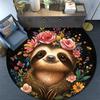 Sloth Round Area Rug,Carpet Rug for Living Room Bedroom Sofa Playroom Decor,Non-slip Floor Mat
