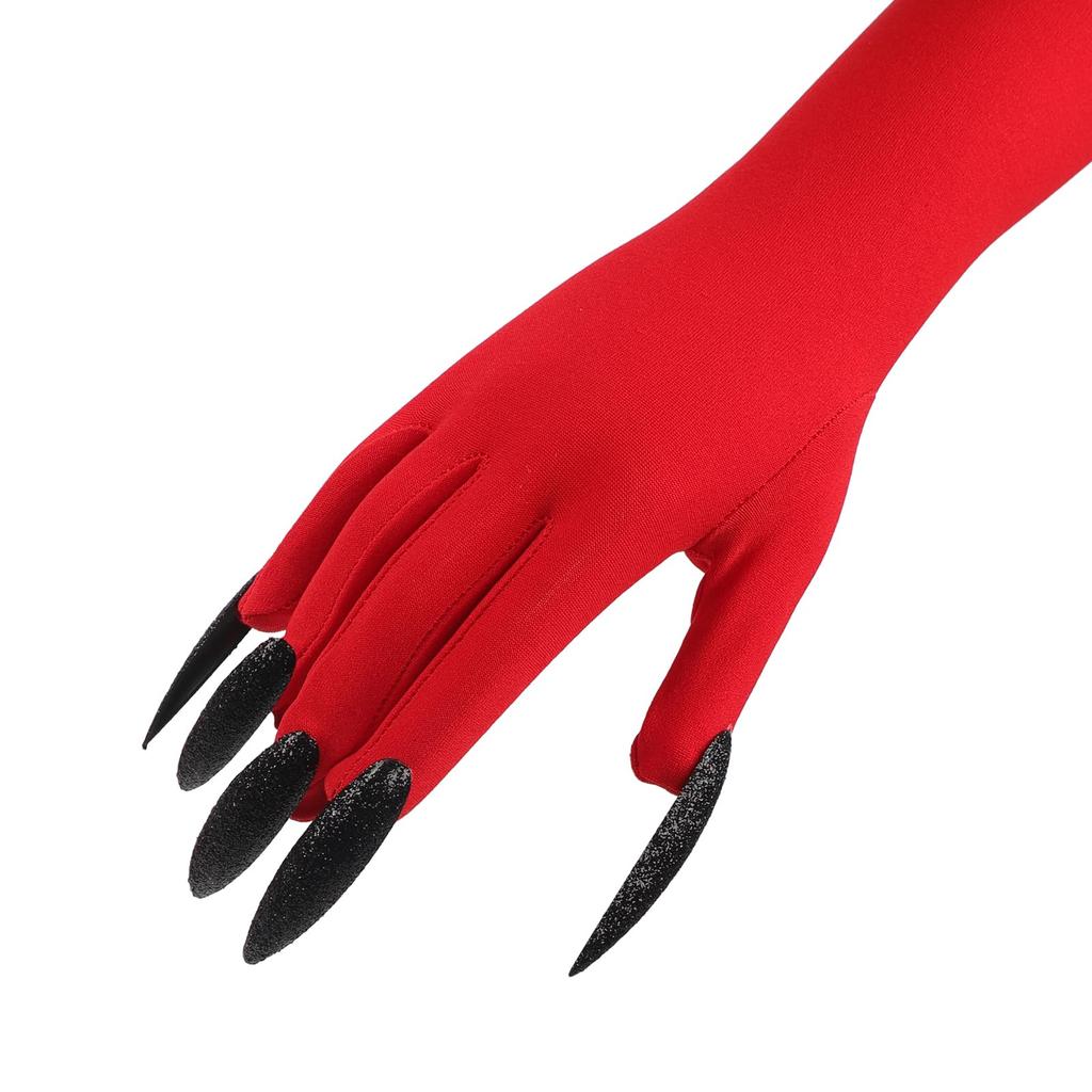 LYING Halloween Cosplay Gloves, Arm Covers with Claws, Demon Claws, Monster Gloves for Women, Dark Vampire, Devil, Ghost Costume Gloves with Black