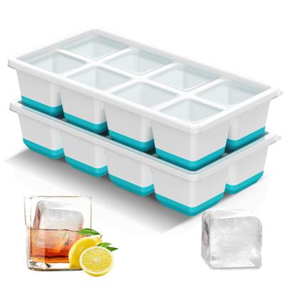 1/2 Pezzi Stampo Grande per Cubetti di Ghiaccio con Coperchio Silicone Senza BPA