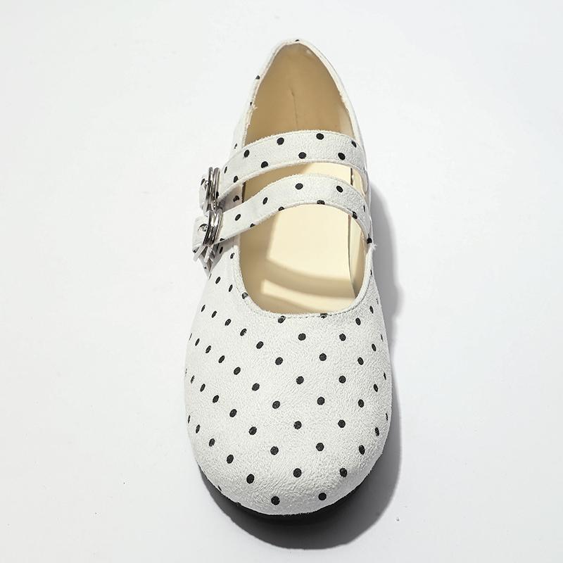 Fashion Fashion Polka Dot Design Ballet Flats Women Comfort Shallow Soft Sole Double Buckle Mary Jane Shoe Elegant Round Toe Casual Shoe