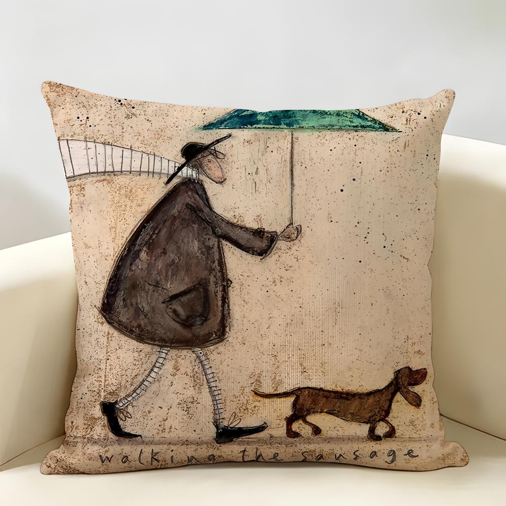 SSam Toft Art Retro Cushion Cover Natural Linen Organic Fabric DoubleSided Printing Room Sofa Decor Pillow Case