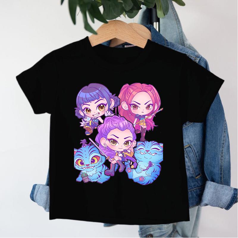 Nuova 2026 KPop Demon Hunters Saja Boys Cartone Animato Ragazzi T-shirt Girocollo Stampa Moda Casual Top T-shirt Bambini Abbigliamento Bambini