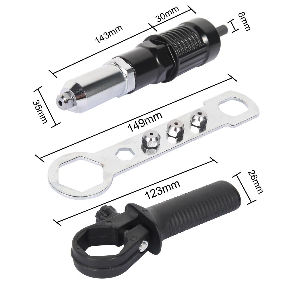 Elektrisk Popnit-omvandlingsadapter Elektrisk Nitmutternyckel Sladdlös nitverktyg Lågt ljud 360° Spikfångande design