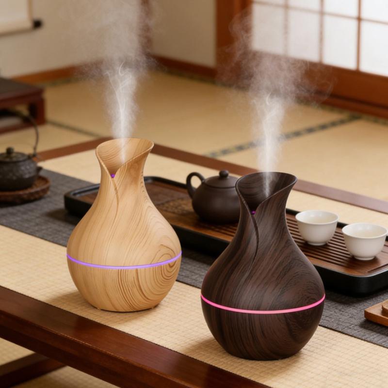LED Wood Grain Aroma Diffuser 200ML Ultrasonic Humidifier Essential Oil for Home Office Bedroom Decorator