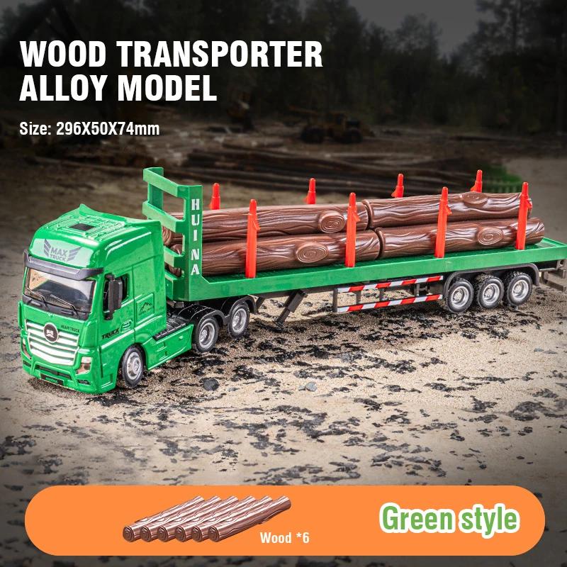 Huina 150 Legering Diecast Auto Model Transporter Statische Tractor Bosbouw Techniek Voertuig Vrachtwagen Collectie Speelgoed voor Kinderen Cadeaus groen