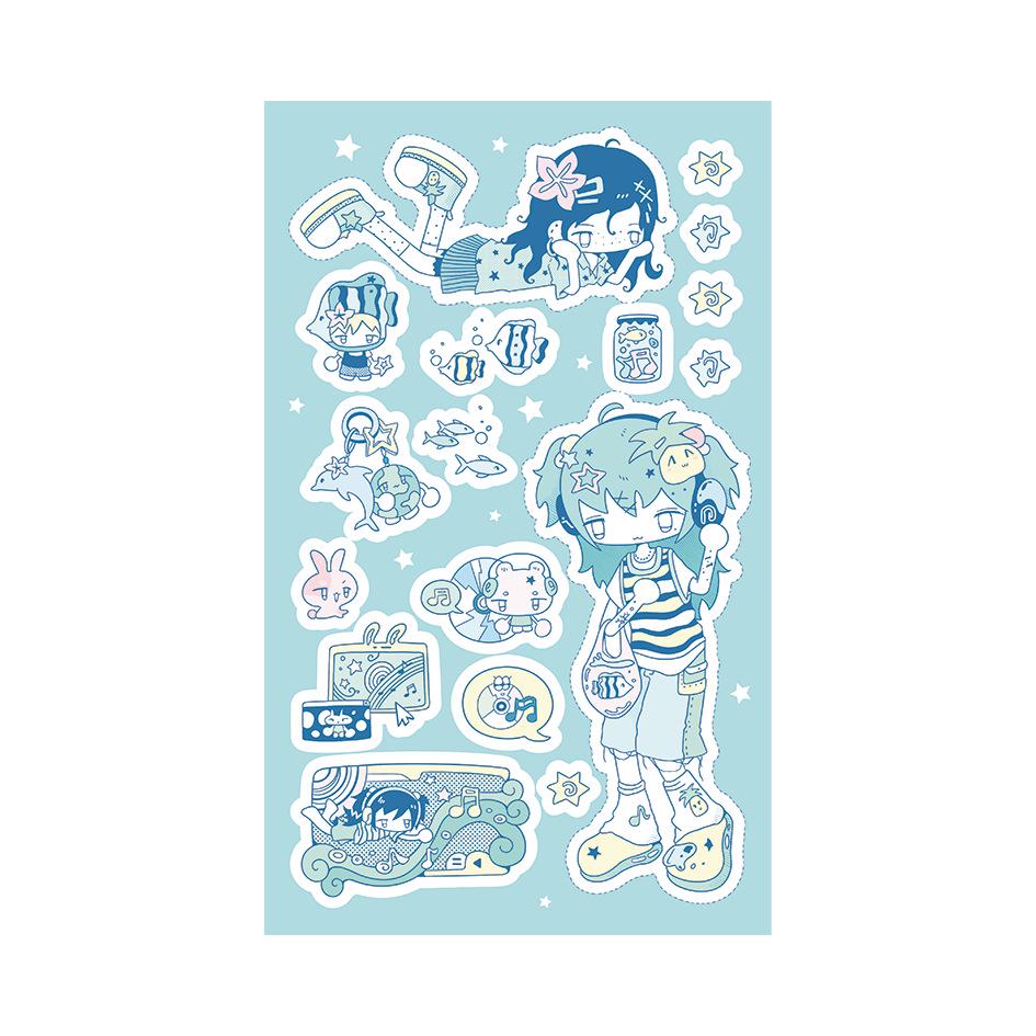 Korean Retro Summer Girl Stickers: Cute Cartoon Guka DIY Creative Set