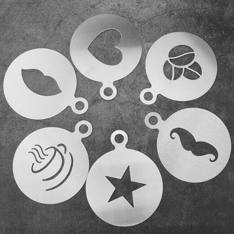 Coffee Latte Art Stencils For Drawing Barista Tools Stainless Steel Coffee Accessories Decorating Foam Shape Cake Baking Mold