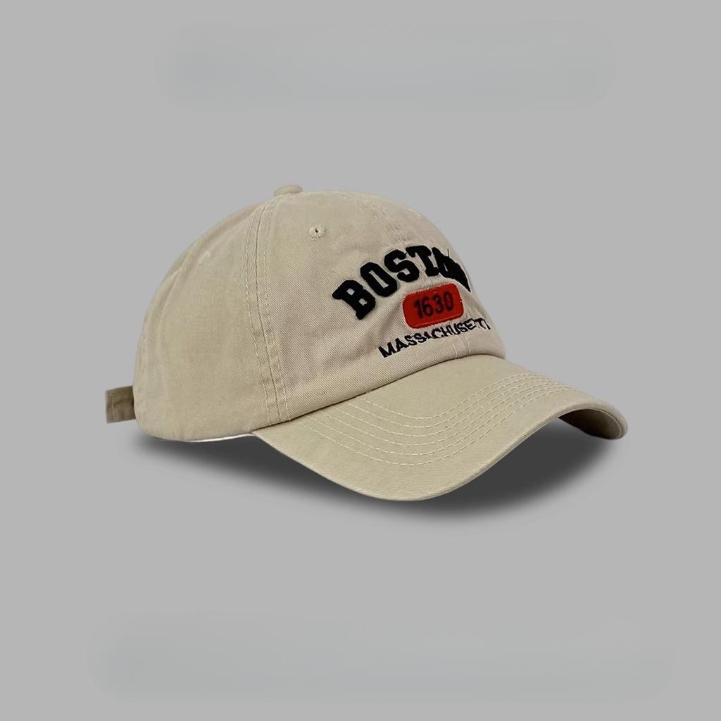 American Retro Baseball Cap Women's Embroidered Letters Showing Face Small Duckling Cap Deep Top Wide Hat Big Brim Big Head Versatile Hat