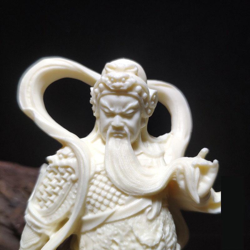Ivory Fruit Carving Guangong Statue, Garan Bodhisattva, Wu Caishen Buddha Statue, fortune calling, Home Decoration