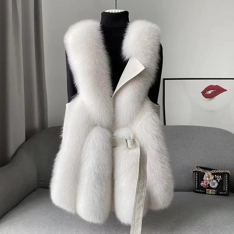 Gilet in Pelliccia Sintetica di Volpe ad Alta Fedeltà per Donna Sottile Versatile Moda di Alta Gamma Giovane Caldo Senza Maniche Cappotto Autunno/Inverno