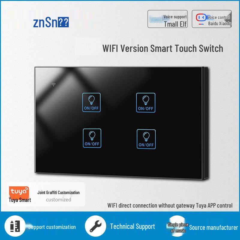 Zhengshang C5 Graffiti Smart WiFi Switch, Voice-Controlled, Tuya EU Standard, Compatible with Alexa & Google.