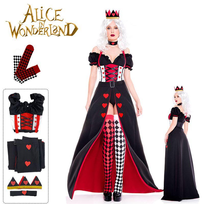 Alice Wonderland In The Red Queen Cosplay Costume Outfits Halloween Carnival