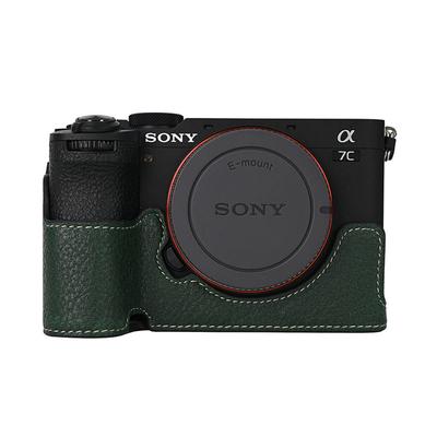 PU Leather Camera Half Body Case for Sony A7CII A7C2 Alpha 7C II Bottom Opening Magnetic Cover