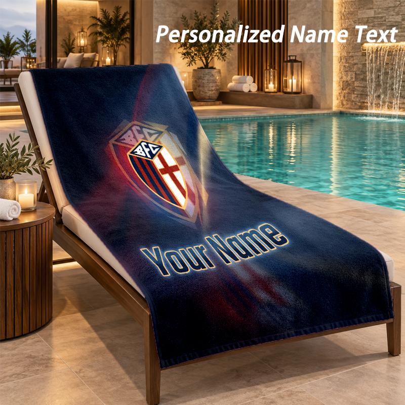 Custom Text Bologna FC Print Beach Towel Large Towel For Home Bathroom Beach