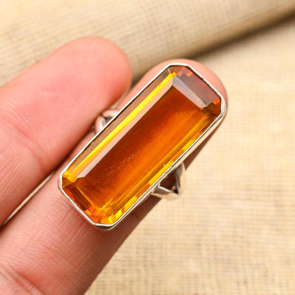 Honey Topaz Gemstone Handmade 925 Solid Sterling Silver Jewelry Pretty Ring For Women