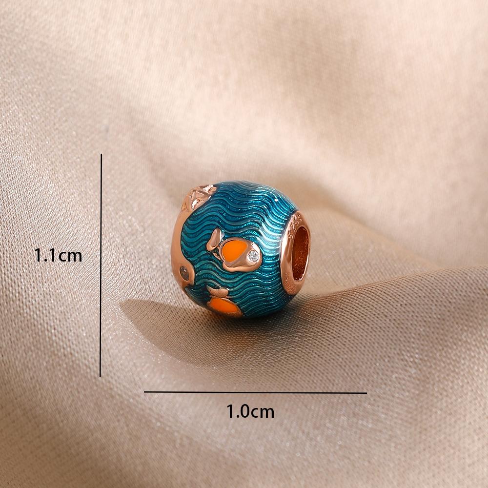 Blue 925 Silver Dolphin Octopus Turtle Swallow Pendant Bead, Suitable for European Bracelet DIY Women's Jewelry Accessories