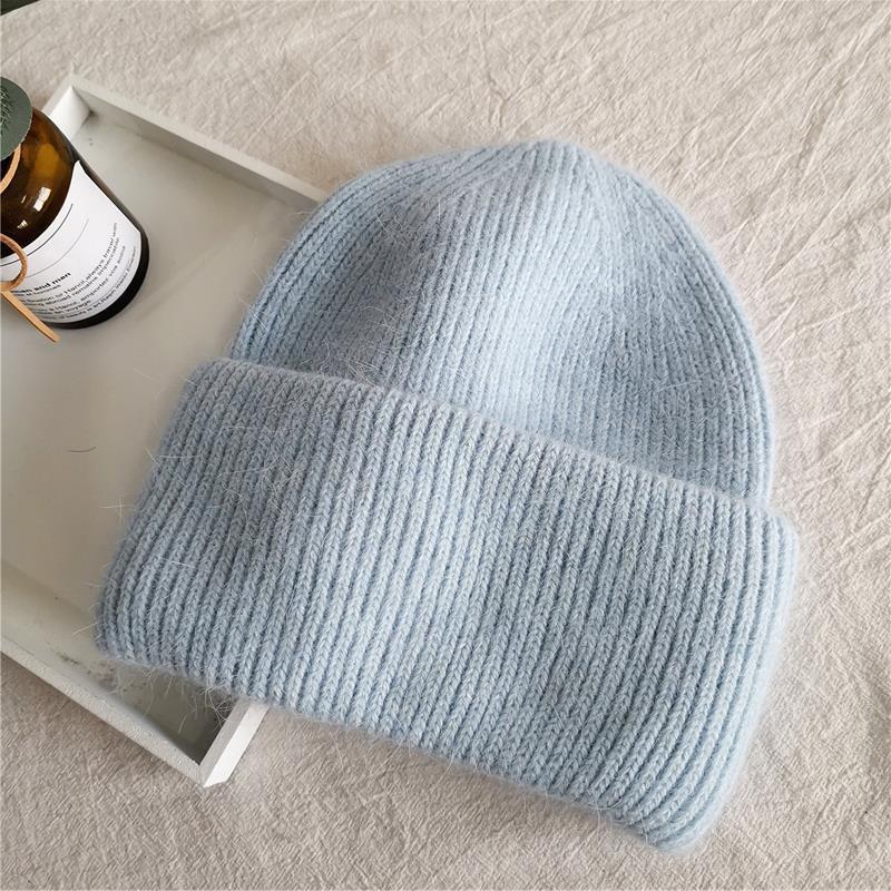 

White wool hat female tide Korean ins tide autumn and winter Japanese cold hat thermal cover knitted hat M（56-58cm） светло-синий