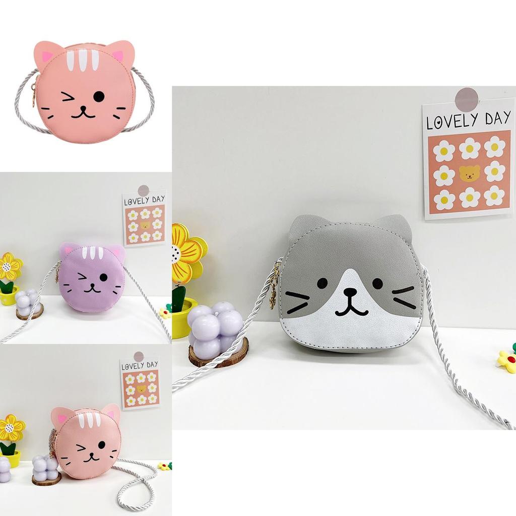 Childrens Cute Cat Pattern Pu Material Small Wallet With Snap Closure For Girls