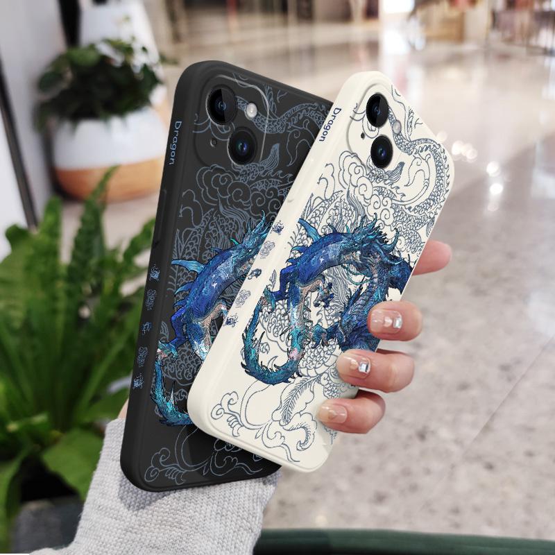 Coque de téléphone Dragon Bleu Pour iPhone 17 17 Air 16 16e 15 14 13 12 11 Plus Pro Max Mini Housse en Silicone