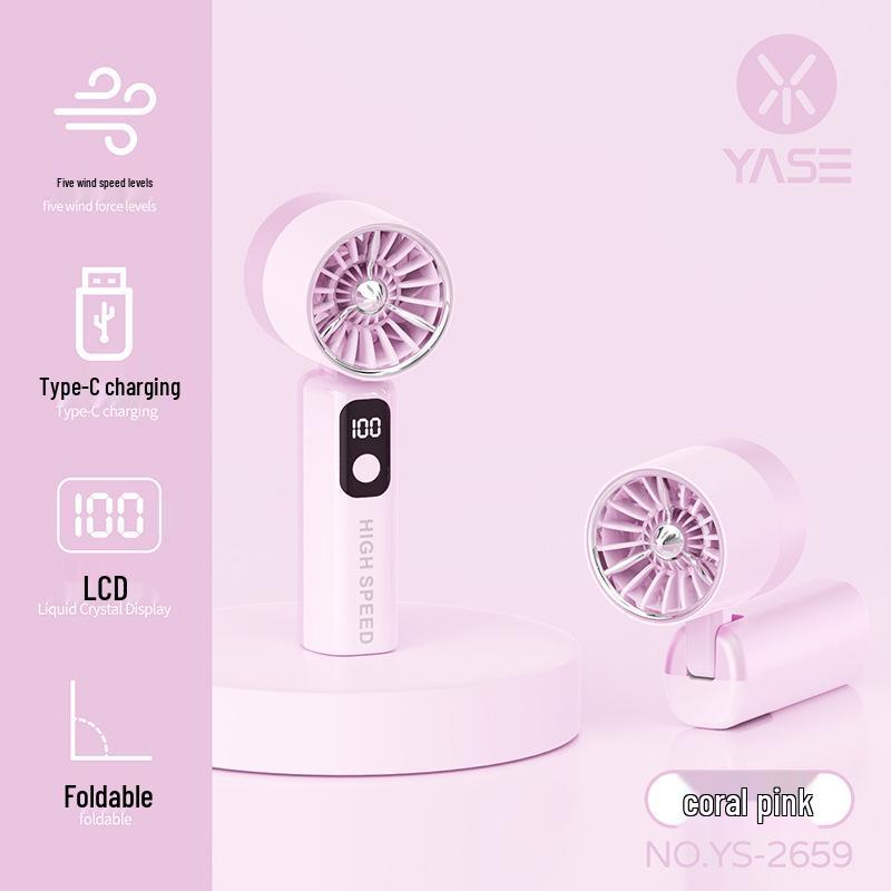 

USB Rechargeable Handheld Silent Fan with Digital Display - Compact, Powerful, and Portable Factory/Wholesale/Foreign Trade/Cross-border