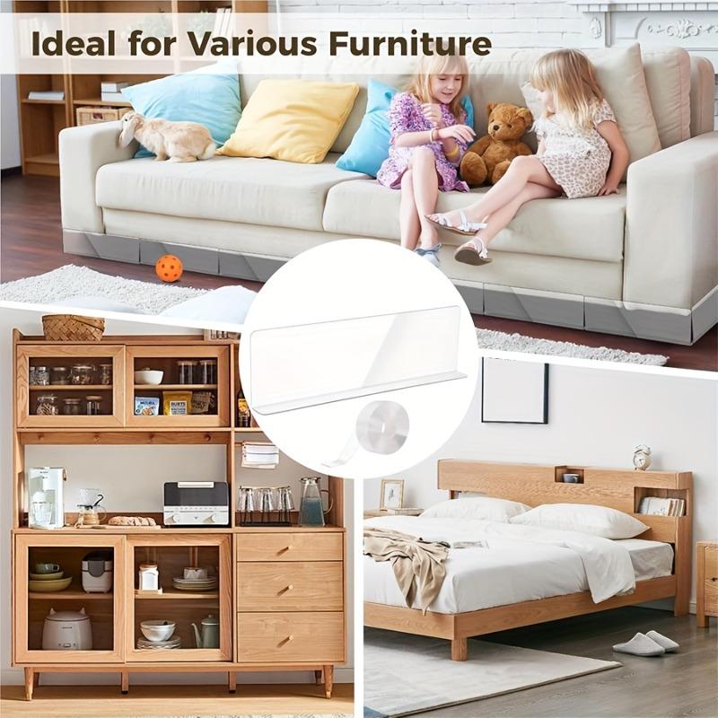 8pc Adjustable Gap Blockers & Nano Glue Anti Pet Under Bed Sofa Shelf Separators Safety Baffles Furniture Prevent Items Slipping