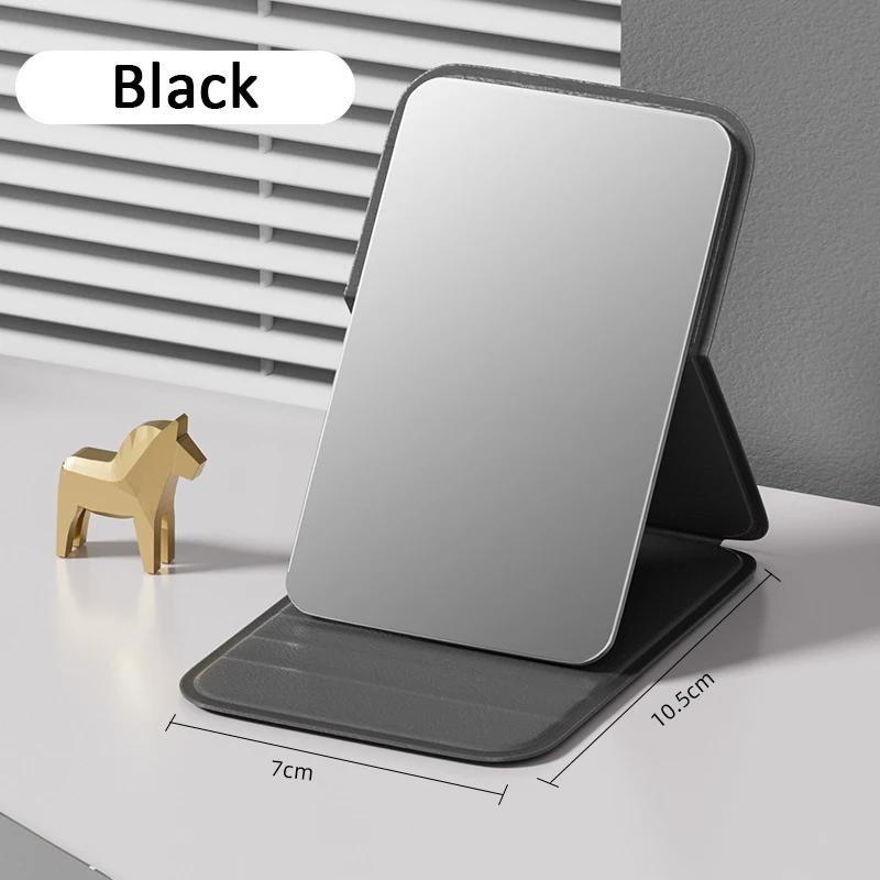 Woman MINI Folding Makeup Mirror High-quality Portable Pocket Makeup Mirror Single-side Creative Women Solid Color Handle Desk