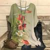 Women's T-shirt Fashion Small Floral 3D Digital Print Round Neck Five Quarter Sleeve T-shirt