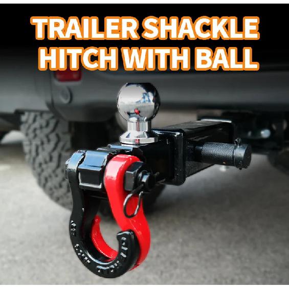 Off-Road 2" Receiver Extended Tow Hitch Arm Thickened Carbon Steel with 2" Trailer Ball, Shackle & Hitch Pin Lock