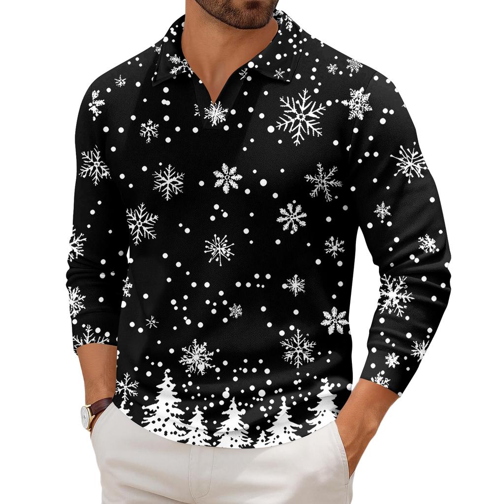 Men's Casual Collared Long-Sleeve Knit Base Layer Top