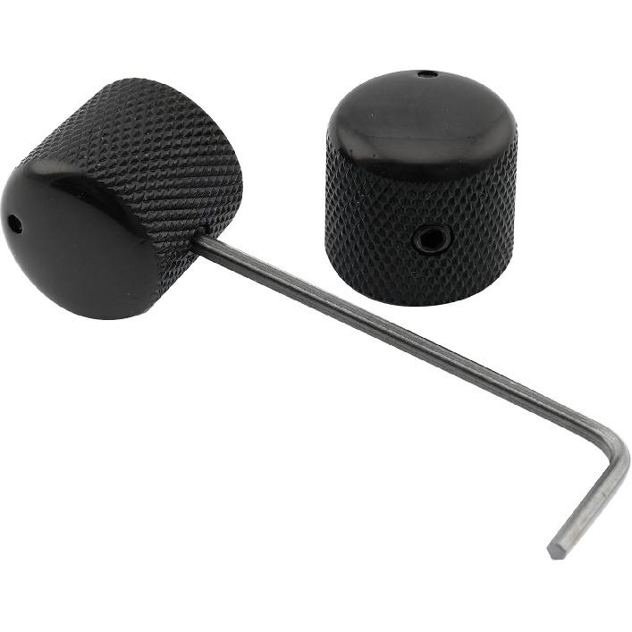 Musiclily Pro 1/4" Steel Fine Knurled Dome Knobs Universal Fitting Control Knobs with Set Screw and Indicator Dot for Electric Guitar or Bass, Black