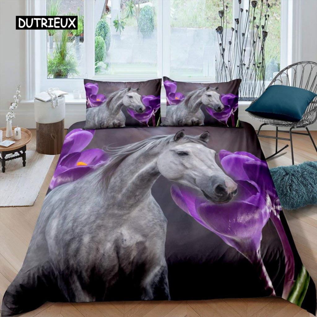 Luxury 3D Bedding Set Europe Queen King Double Duvet Cover Set Bed Linen Comfortable Blanket/Quilt Cover Bed Set Animal  Horse